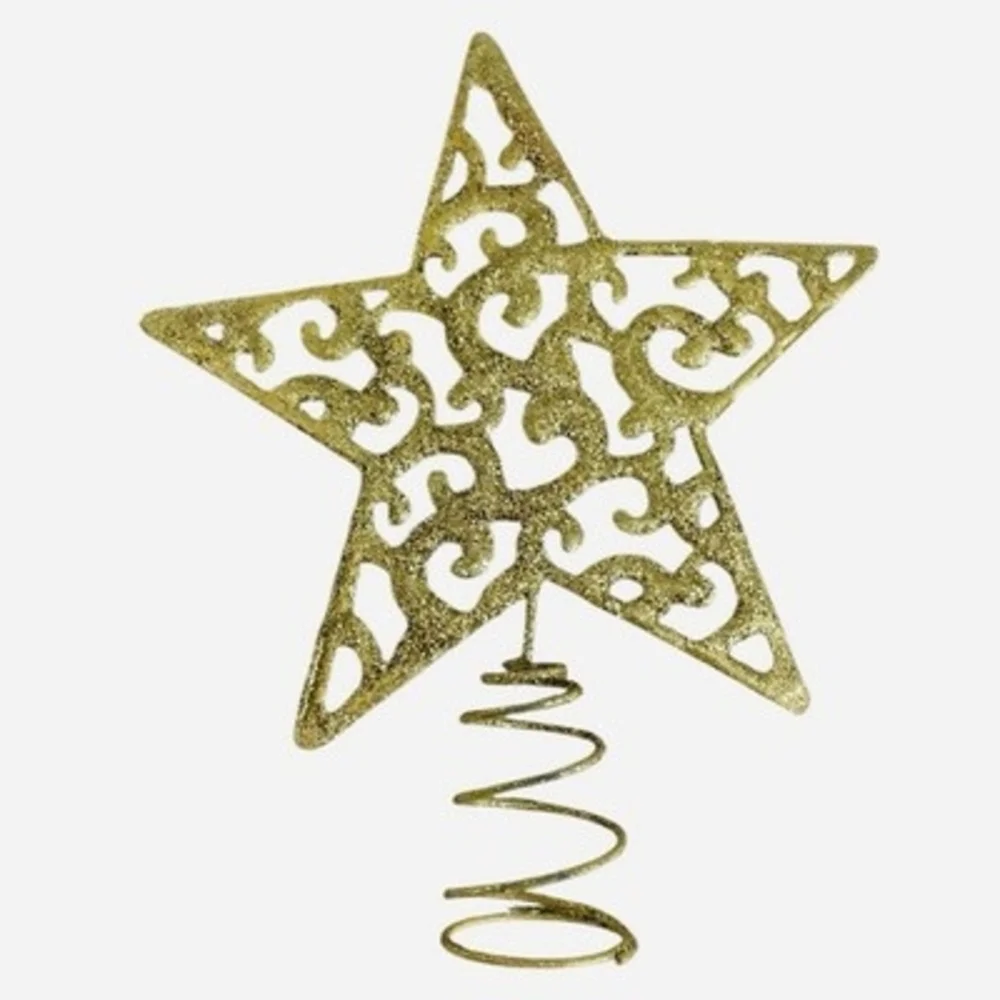 Gold Glitter Filigree Star Christmas Tree Topper VG